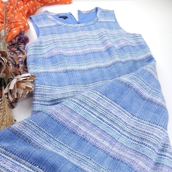 Talbots Blue Striped Tweed Shift Dress Sz 8 - Picture 11 of 15